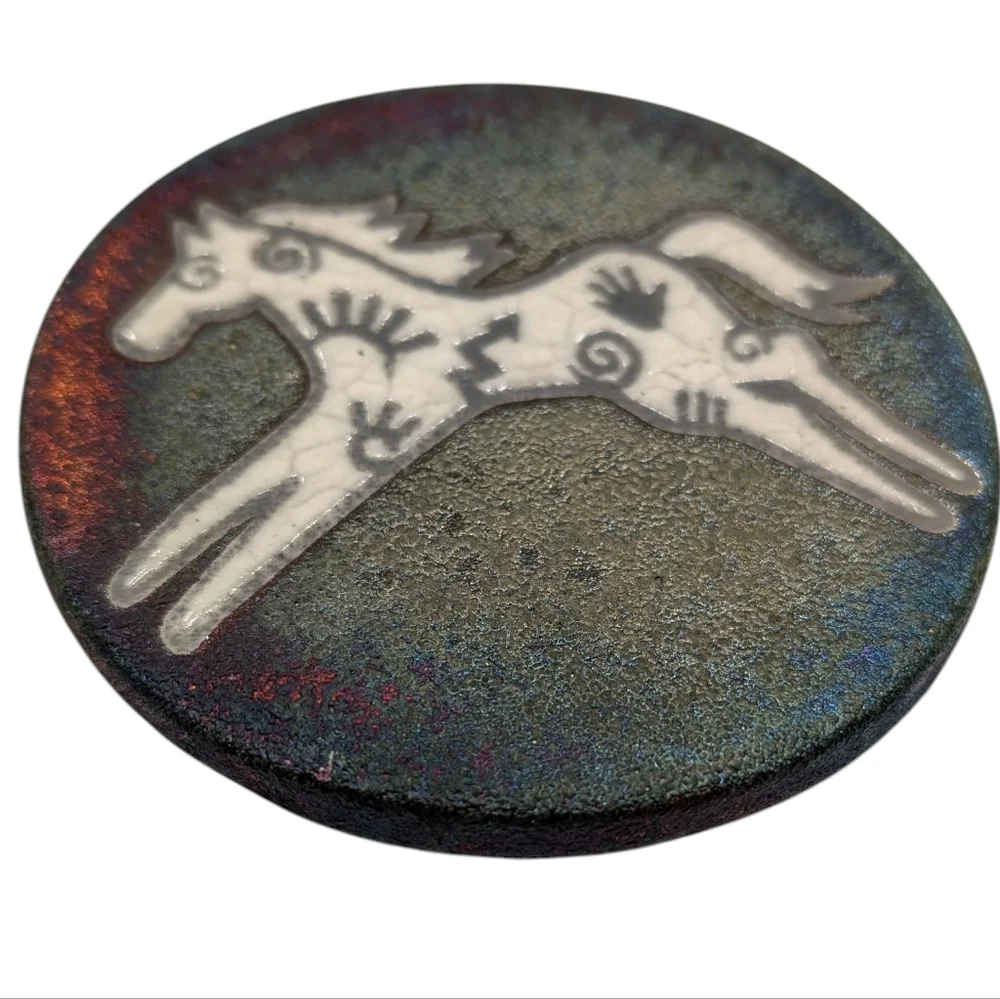Jeremy Diller Raku Coaster Of Running Horse